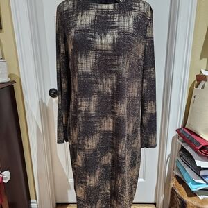 Soft Works Galaxy Glitz Black and Gold Long Sleeve Dress, NWT - SIZE XL